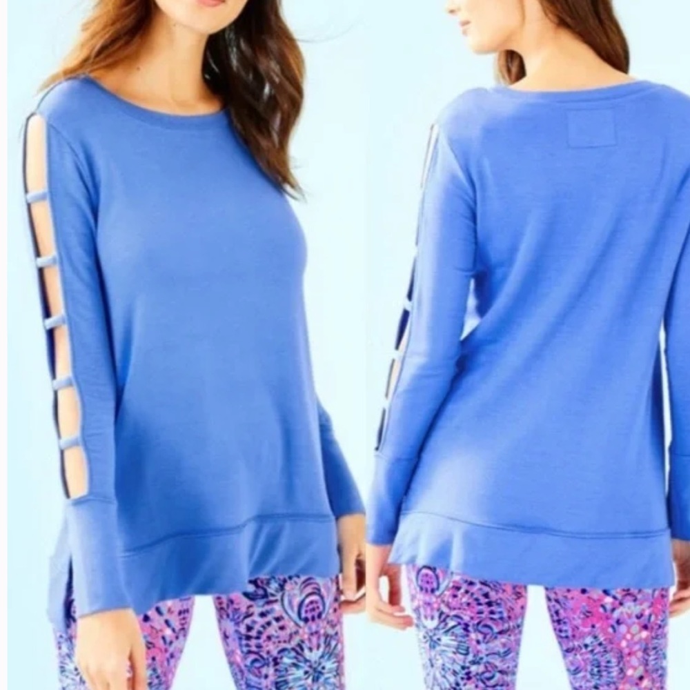 Lilly Pulitzer Luxletic Fresh Squeeze Pullover Coastal Blue - Medium